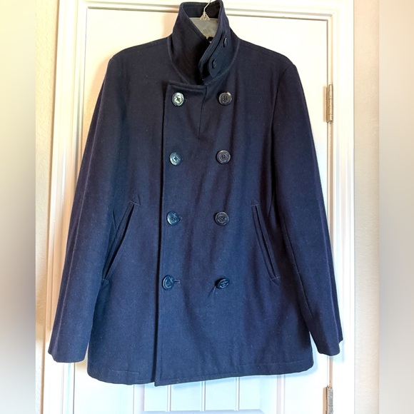J Crew Men's Navy Wool Blend Peacoat size S - Picture 1 of 6